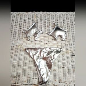 Star Metallic Silver Swimwear Set sz M